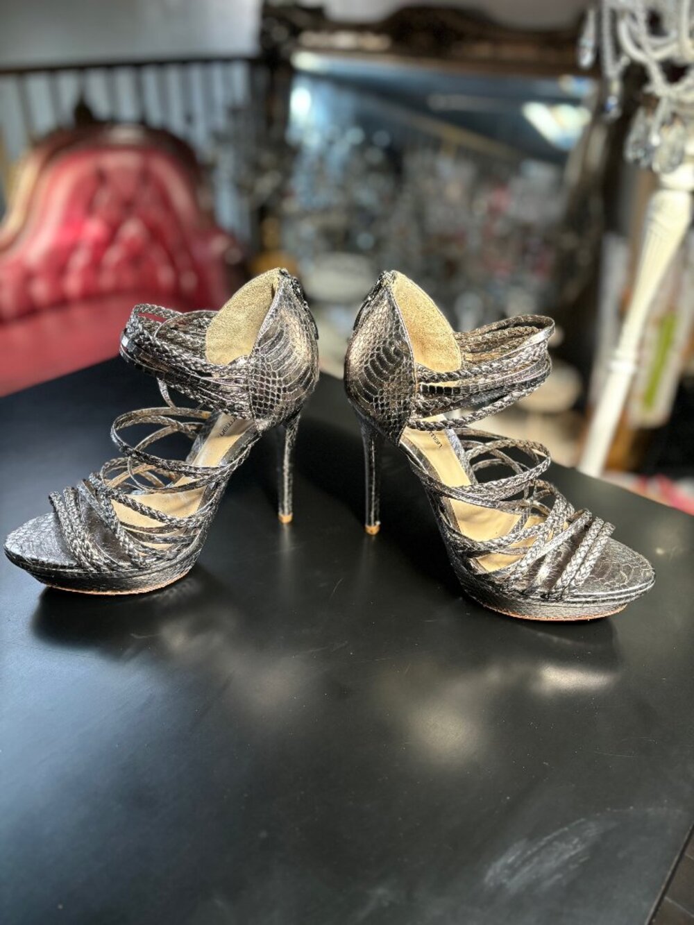 Alexandre Birman Python Platform Sandals Size 8